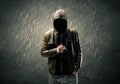 Spooky faceless guy standing in hoodie Royalty Free Stock Photo