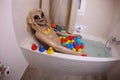 Spooky female alien in the bathtub