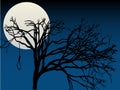 Spooky Full Moon highlight tree hanging noose Royalty Free Stock Photo
