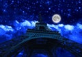 Tour Eiffel at night with fullmoon