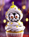 Spooky Ghost on a Lemon Cupcake Royalty Free Stock Photo