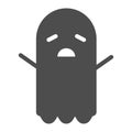 Spooky ghost solid icon. Halloween ghost vector illustration isolated on white. Phantom glyph style design, designed for