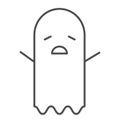 Spooky ghost thin line icon. Halloween ghost vector illustration isolated on white. Phantom outline style design