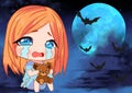 Spooky Girl Have Nightmare before Halloween
