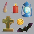 Spooky graveyard items for game design Royalty Free Stock Photo