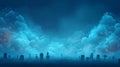 Spooky graveyard background with blue clouds and tombstones at night Royalty Free Stock Photo