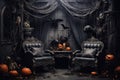 Spooky Halloween backdrop. Generative AI