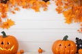 Spooky Halloween Background: Pumpkin Frame for a Ghoulish Display. Royalty Free Stock Photo