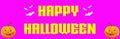 Happy Halloween - A spooky Halloween banner with scary bats and vampire pumpkins - Green background & White text Royalty Free Stock Photo