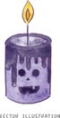 Spooky Halloween Candle with Frankensteins Face Watercolor Style Illustration for Festive October Celebrations Royalty Free Stock Photo