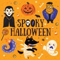 Spooky Halloween card. Vector illustration.