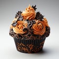 Spooky Halloween Cupcake with Intricate Decoration AI Generated