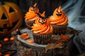 Spooky Halloween Cupcakes with Jack-o\'-Lantern Toppers