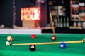 spooky halloween decor aound billiards pool table Royalty Free Stock Photo