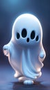 Spooky halloween ghost cartoon character design illustration AI Generated