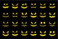 Spooky halloween ghost face icon set, flat design