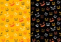 Spooky halloween ghost face, seamless pattern flat design