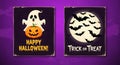 Spooky Halloween Ghost Pumpkin and Bats Vector Illustrations for Halloween Party Invitations and Greetings Royalty Free Stock Photo