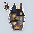 Spooky Halloween Haunted House Sticker Royalty Free Stock Photo