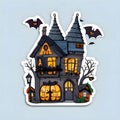 Spooky Halloween House Sticker Design Royalty Free Stock Photo