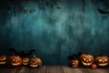 Spooky halloween illustration, pumpkins castle, dark, cartoon style for kids