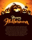 Spooky halloween night with pumpkins. Poster. Royalty Free Stock Photo