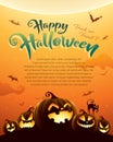 Spooky halloween night with pumpkins. Poster. Royalty Free Stock Photo