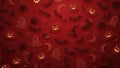 Spooky halloween pattern with jack o lanterns and ghosts on red background Royalty Free Stock Photo