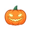 Spooky Halloween pumpkin with evil face and burning eyes. Clipart Halloween pumpkin Royalty Free Stock Photo