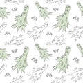 Spooky Halloween seamless pattern with scary ghosts and spiders