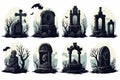 Spooky Halloween Stickers with Ghastly Gravestones AI Generated