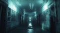 Spooky Hallway with Floating Ghosts in an Abandoned Building Royalty Free Stock Photo