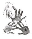 Spooky hands print over white Royalty Free Stock Photo