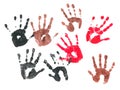 Spooky hands print over white Royalty Free Stock Photo