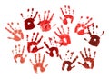 Spooky hands print over white Royalty Free Stock Photo