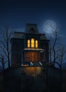 Spooky haunted ghost house at Halloween Royalty Free Stock Photo