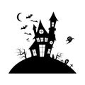 Spooky Haunted Hill House Silhouette Vector Royalty Free Stock Photo