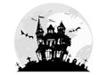 Spooky house with tombstones