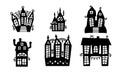 Spooky houses set isolated vector illustration. Halloween houses collection. Royalty Free Stock Photo