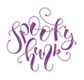 Spooky hunk - purple lettering, colored vector illustration isolated on white background