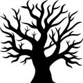 Silhouette of Spooky Bare Tree with Twisting Branches Vector Illustration Royalty Free Stock Photo