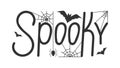 Spooky lettering design with bats and spider web.
