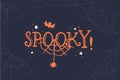 Spooky lettering. Halloween party design element, text banner, vector. Vector template. Black background.