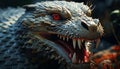 Spooky lizard, horror in nature, fierce dragon, sharp teeth generated by AI