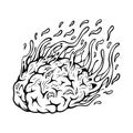 Spooky melted zombie brain logo monochrome