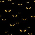 Spooky monster eyes in the dark halloween seamless vector pattern
