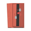 Spooky Monster or Ghost as Grotesque Creature with Terrifying Appearance Sitting in Wardrobe Vector Illustration Royalty Free Stock Photo