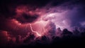 Spooky night, dark sky, thunderstorm sparks electricity, ominous nature generated by AI Royalty Free Stock Photo