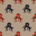 Spooky octupus robot seamless pattern Royalty Free Stock Photo