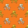 Spooky octupus robot seamless pattern Royalty Free Stock Photo